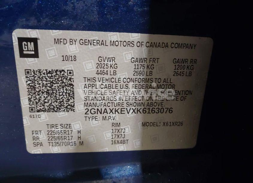 Photo 9 of 2019 Chevrolet Equinox LT (VIN 2GNAXKEVXK6163076)