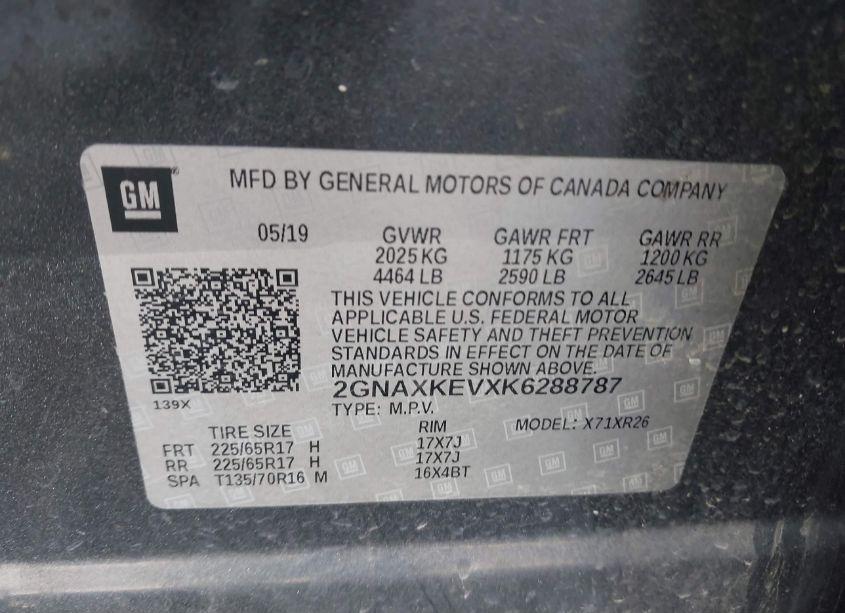 Photo 9 of 2019 Chevrolet Equinox LT (VIN 2GNAXKEVXK6288787)