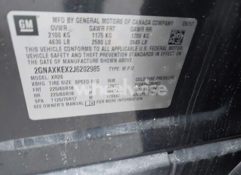 Photo 9 of 2018 Chevrolet Equinox LT (VIN 2GNAXKEX2J6202985)