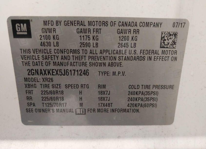 Photo 9 of 2018 Chevrolet Equinox LT (VIN 2GNAXKEX5J6171246)