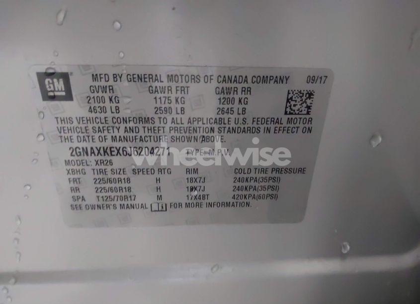 Photo 9 of 2018 Chevrolet Equinox LT (VIN 2GNAXKEX6J6204271)