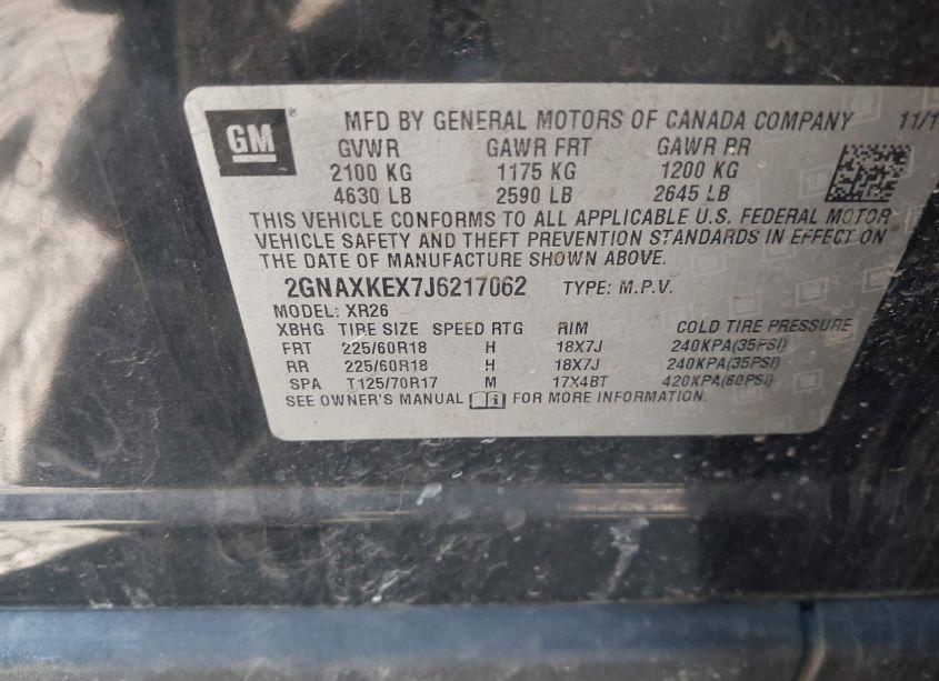 Photo 9 of 2018 Chevrolet Equinox LT (VIN 2GNAXKEX7J6217062)