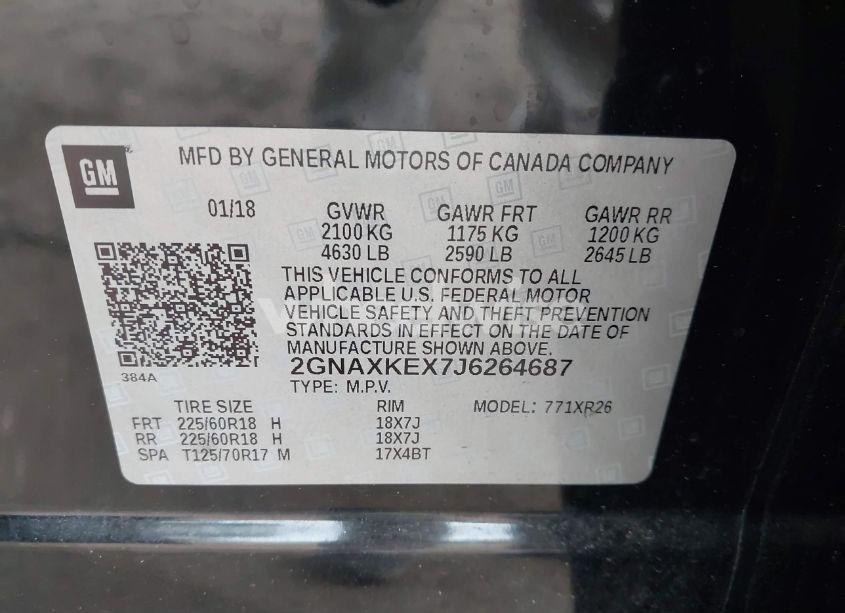 Photo 9 of 2018 Chevrolet Equinox LT (VIN 2GNAXKEX7J6264687)