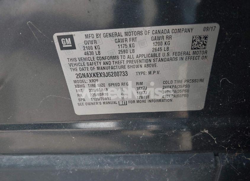 Photo 9 of 2018 Chevrolet Equinox LT (VIN 2GNAXKEX9J6200733)