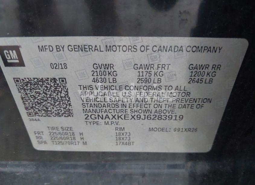 Photo 9 of 2018 Chevrolet Equinox LT (VIN 2GNAXKEX9J6283919)