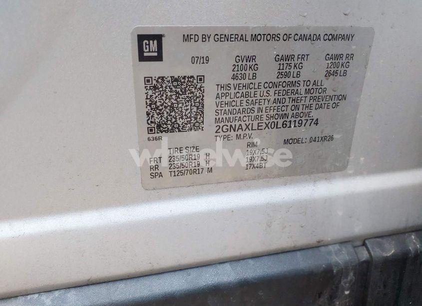 Photo 9 of 2020 Chevrolet Equinox FWD LT 2.0L TURBO (VIN 2GNAXLEX0L6119774)
