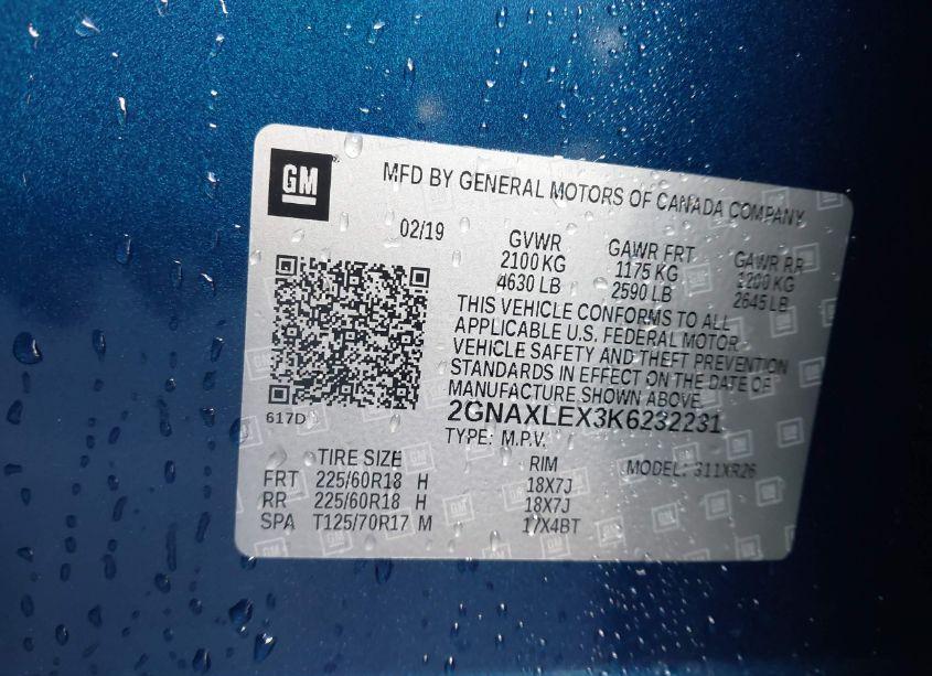 Photo 9 of 2019 Chevrolet Equinox LT (VIN 2GNAXLEX3K6232231)