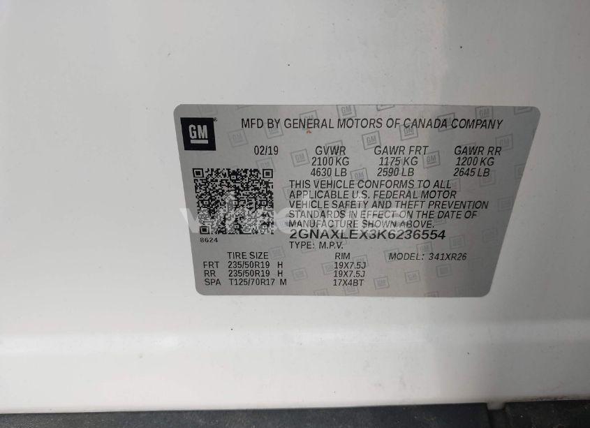 Photo 9 of 2019 Chevrolet Equinox LT (VIN 2GNAXLEX3K6236554)