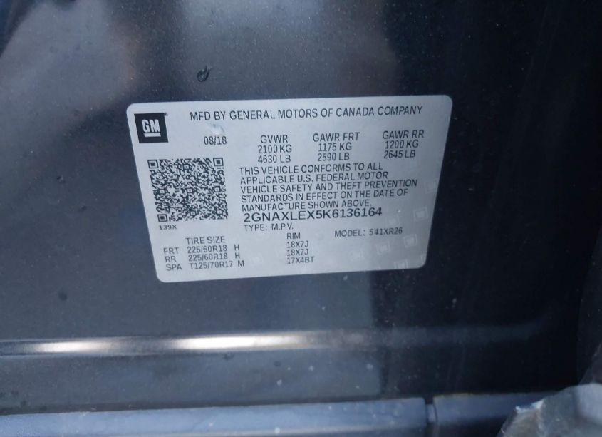 Photo 9 of 2019 Chevrolet Equinox LT (VIN 2GNAXLEX5K6136164)