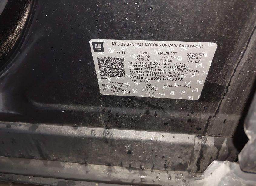 Photo 9 of 2020 Chevrolet Equinox FWD LT 2.0L TURBO (VIN 2GNAXLEX6L6113378)