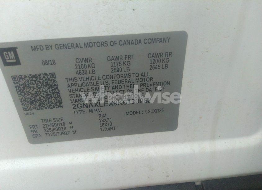 Photo 9 of 2019 Chevrolet Equinox LT (VIN 2GNAXLEX9K6130982)