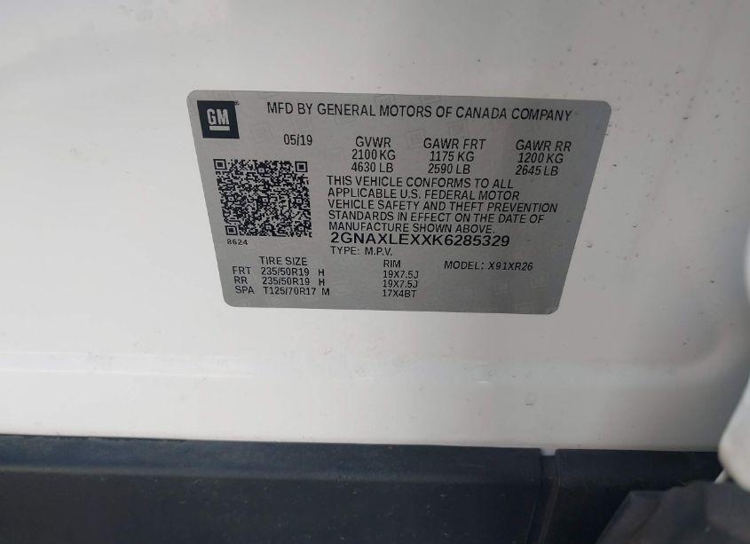 Photo 9 of 2019 Chevrolet Equinox LT (VIN 2GNAXLEXXK6285329)