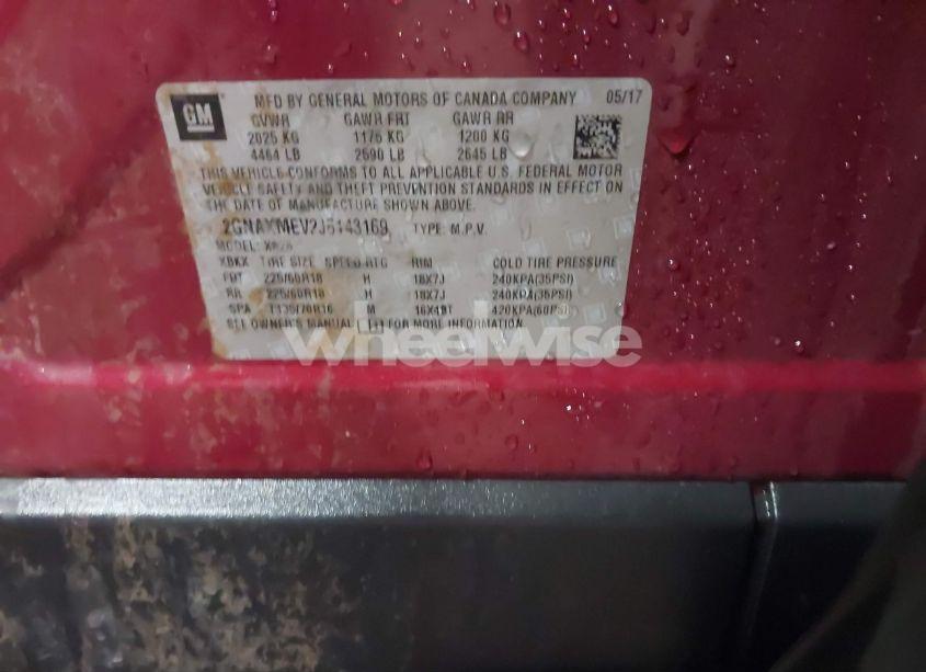 Photo 9 of 2018 Chevrolet Equinox PREMIER (VIN 2GNAXMEV2J6143169)