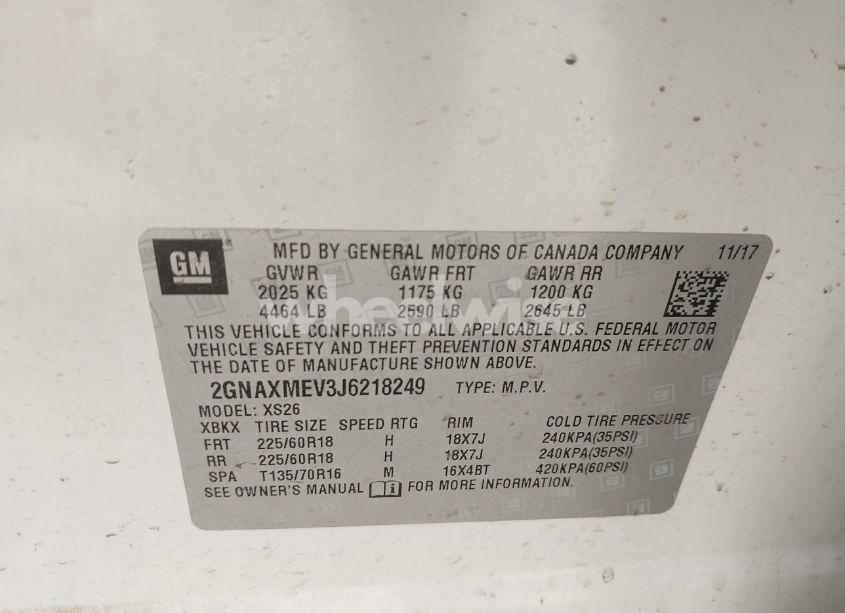 Photo 9 of 2018 Chevrolet Equinox PREMIER (VIN 2GNAXMEV3J6218249)