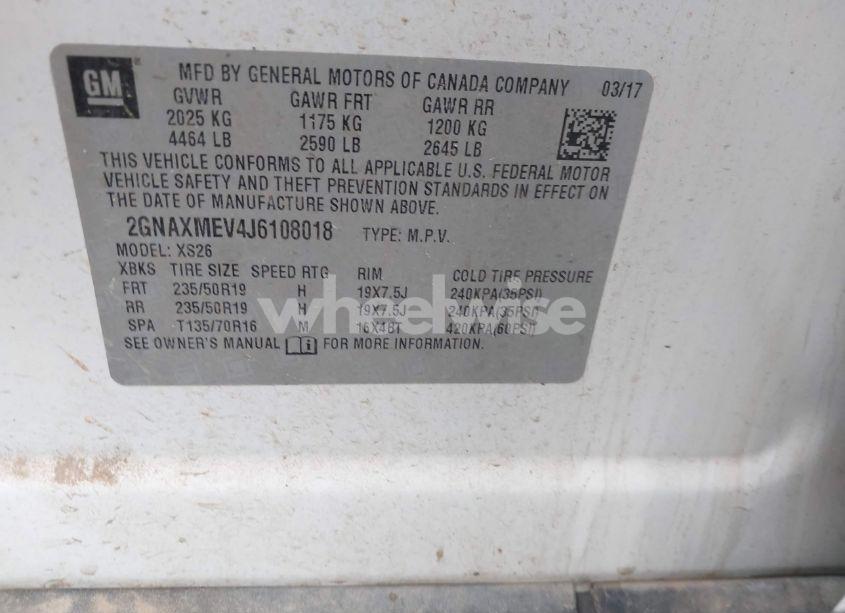 Photo 9 of 2018 Chevrolet Equinox PREMIER (VIN 2GNAXMEV4J6108018)