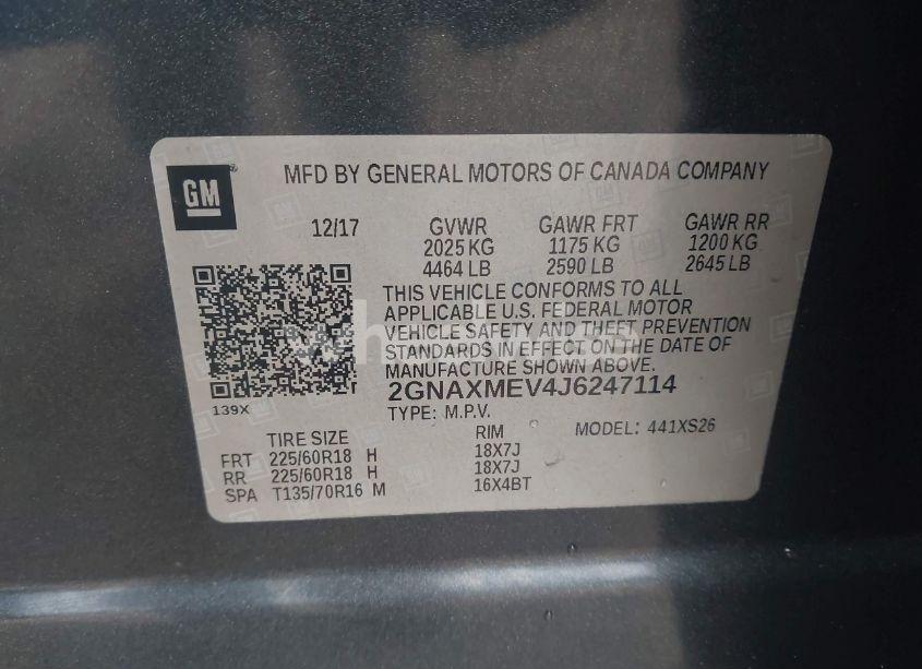 Photo 9 of 2018 Chevrolet Equinox PREMIER (VIN 2GNAXMEV4J6247114)