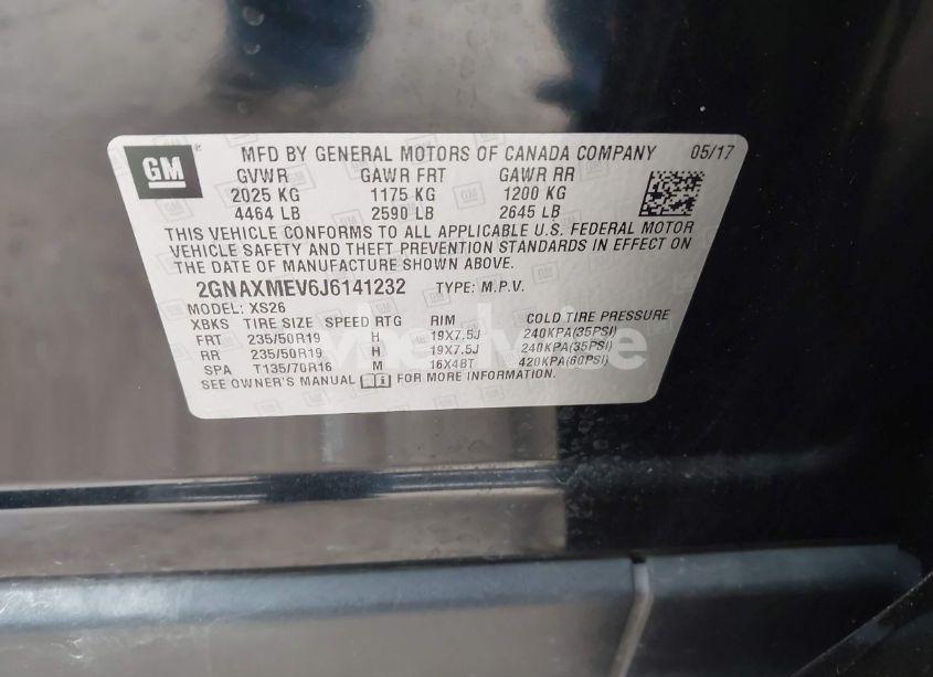 Photo 9 of 2018 Chevrolet Equinox PREMIER (VIN 2GNAXMEV6J6141232)