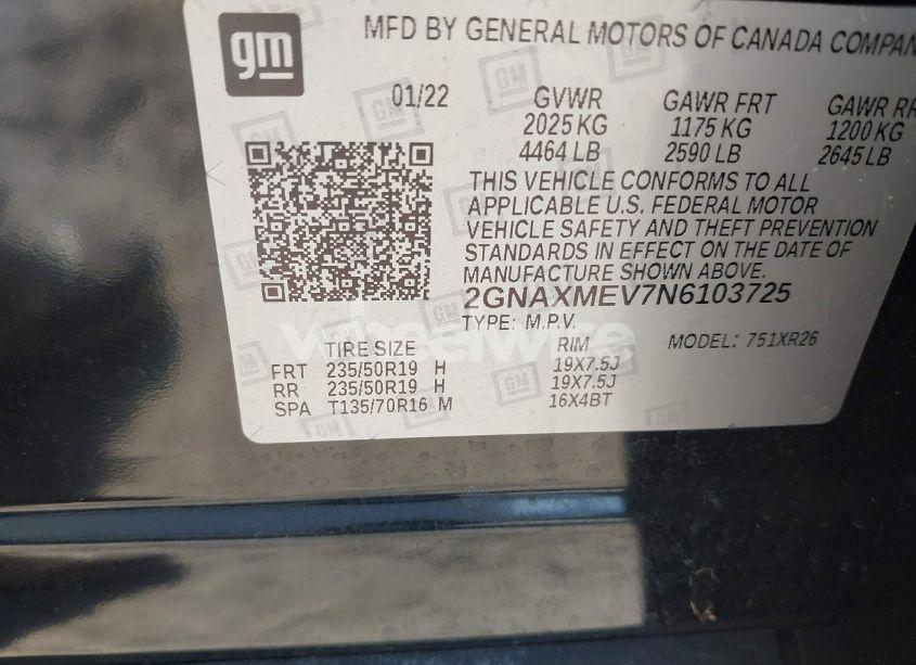 Photo 9 of 2022 Chevrolet Equinox FWD RS (VIN 2GNAXMEV7N6103725)