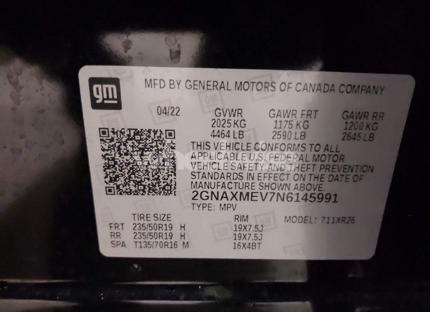 Photo 9 of 2022 Chevrolet Equinox FWD RS (VIN 2GNAXMEV7N6145991)