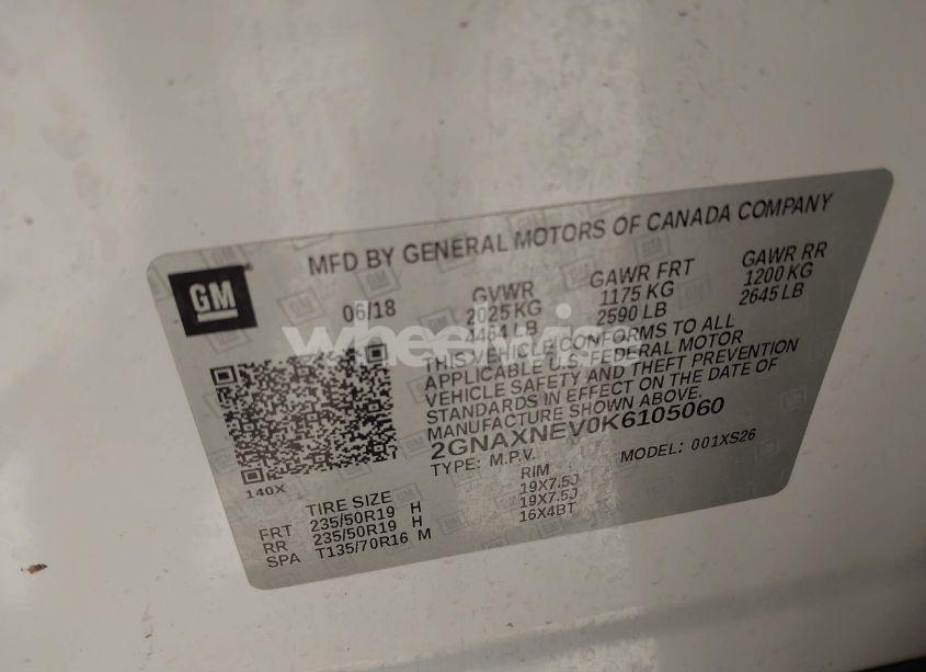 Photo 9 of 2019 Chevrolet Equinox PREMIER (VIN 2GNAXNEV0K6105060)