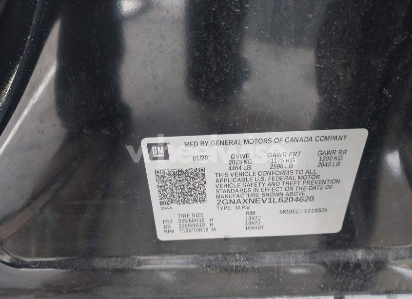 Photo 9 of 2020 Chevrolet Equinox FWD PREMIER 1.5L TURBO (VIN 2GNAXNEV1L6204620)