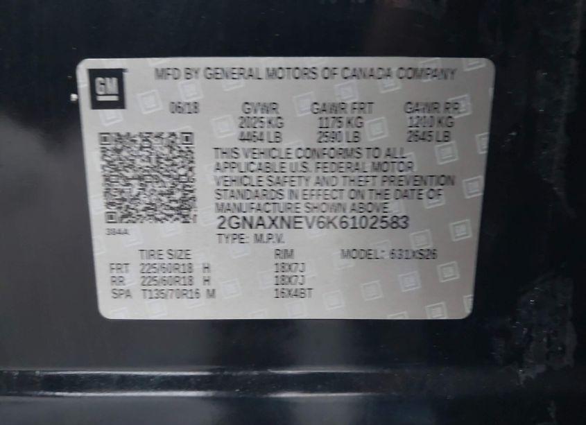 Photo 9 of 2019 Chevrolet Equinox PREMIER (VIN 2GNAXNEV6K6102583)