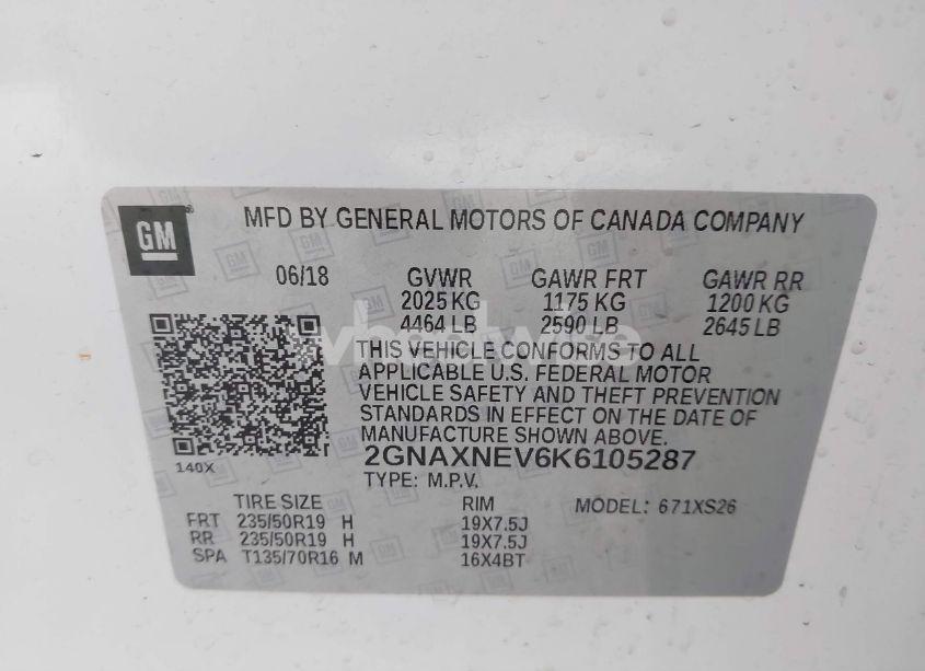 Photo 9 of 2019 Chevrolet Equinox PREMIER (VIN 2GNAXNEV6K6105287)