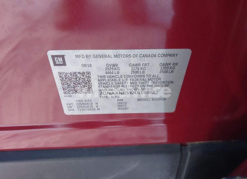 Photo 9 of 2019 Chevrolet Equinox PREMIER (VIN 2GNAXNEV6K6140623)