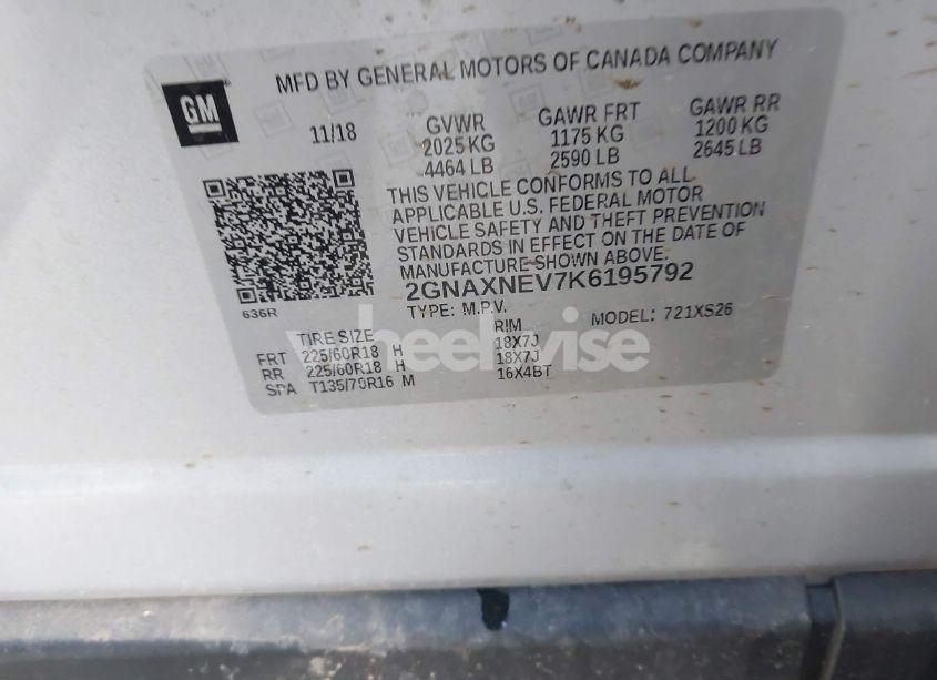 Photo 9 of 2019 Chevrolet Equinox PREMIER (VIN 2GNAXNEV7K6195792)