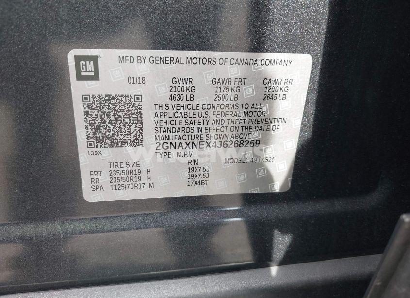 Photo 9 of 2018 Chevrolet Equinox PREMIER (VIN 2GNAXNEX4J6268259)