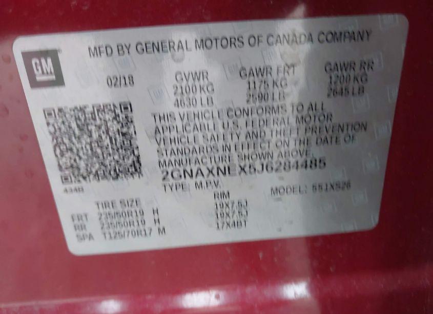 Photo 9 of 2018 Chevrolet Equinox PREMIER (VIN 2GNAXNEX5J6284485)