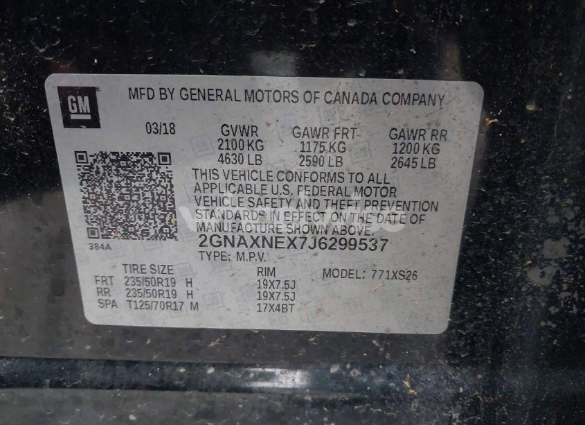 Photo 9 of 2018 Chevrolet Equinox PREMIER (VIN 2GNAXNEX7J6299537)