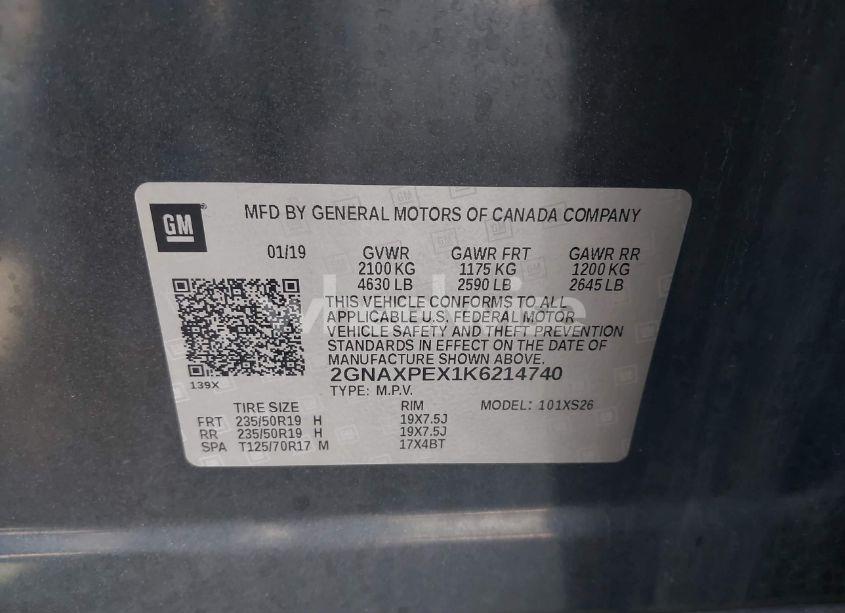 Photo 9 of 2019 Chevrolet Equinox PREMIER (VIN 2GNAXPEX1K6214740)