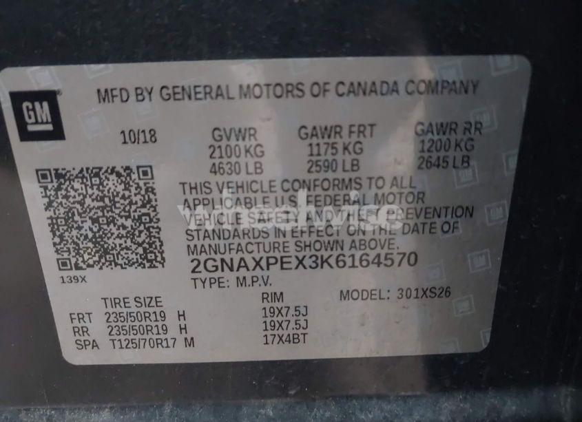 Photo 9 of 2019 Chevrolet Equinox PREMIER (VIN 2GNAXPEX3K6164570)