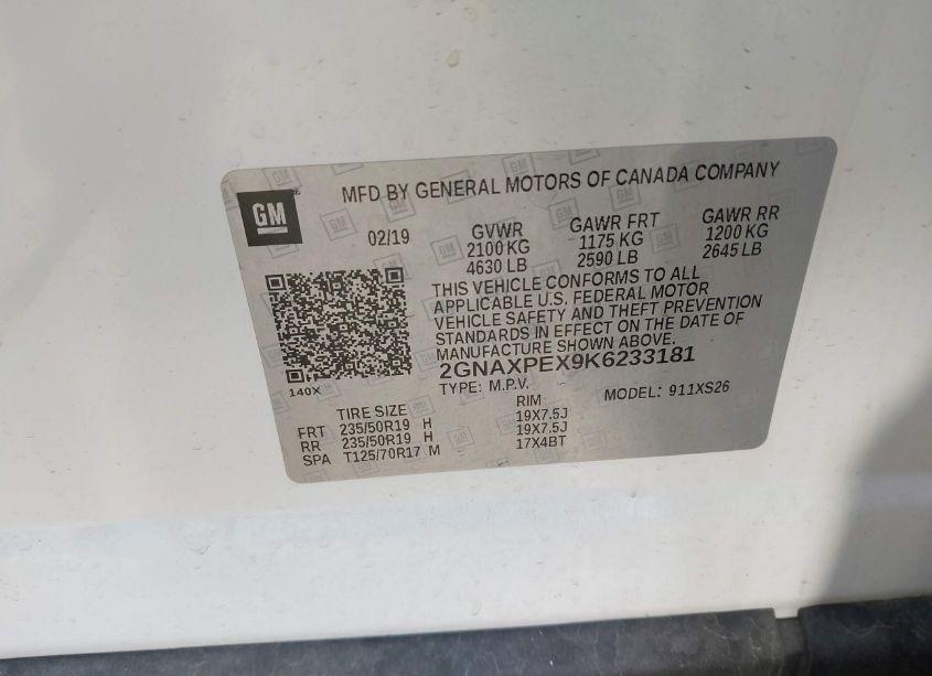 Photo 9 of 2019 Chevrolet Equinox PREMIER (VIN 2GNAXPEX9K6233181)