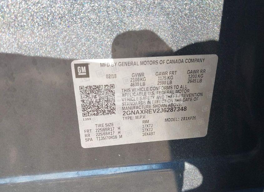 Photo 9 of 2018 Chevrolet Equinox LS (VIN 2GNAXREV2J6287348)