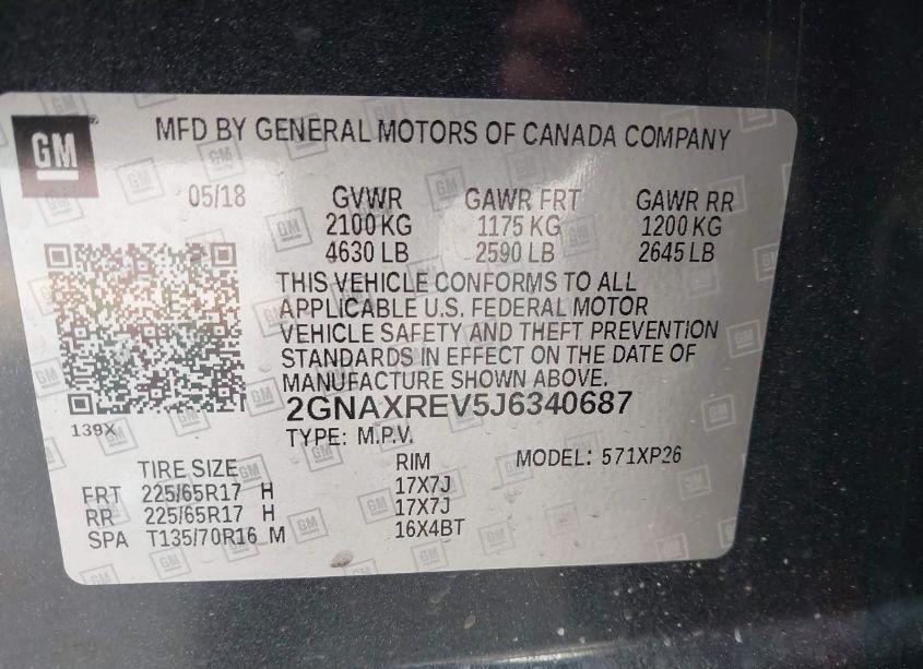 Photo 9 of 2018 Chevrolet Equinox LS (VIN 2GNAXREV5J6340687)