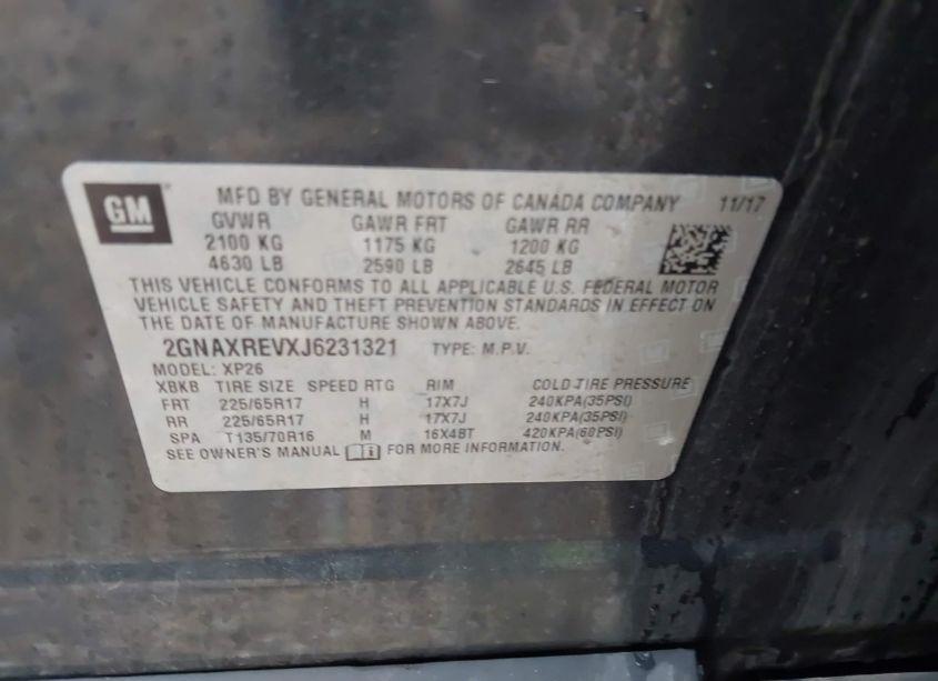 Photo 9 of 2018 Chevrolet Equinox LS (VIN 2GNAXREVXJ6231321)