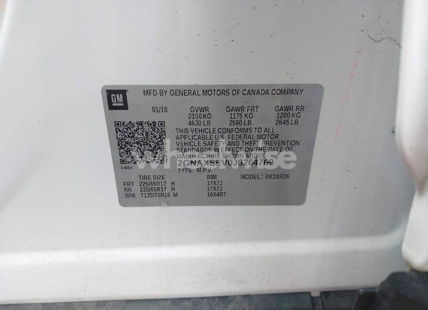 Photo 9 of 2018 Chevrolet Equinox LT (VIN 2GNAXSEV0J6264769)