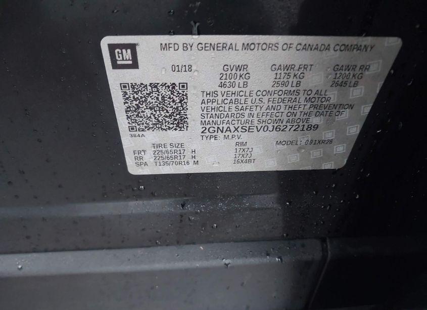 Photo 9 of 2018 Chevrolet Equinox LT (VIN 2GNAXSEV0J6272189)