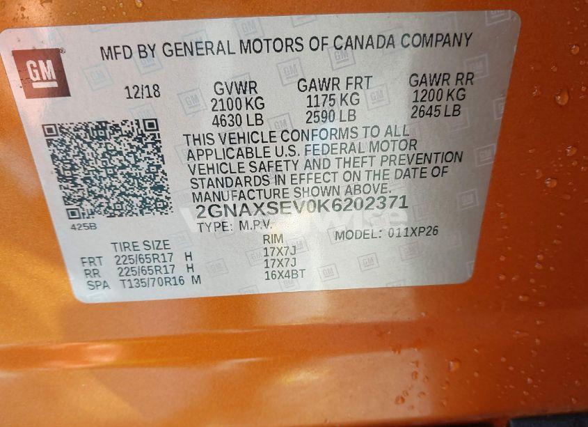 Photo 9 of 2019 Chevrolet Equinox LS (VIN 2GNAXSEV0K6202371)