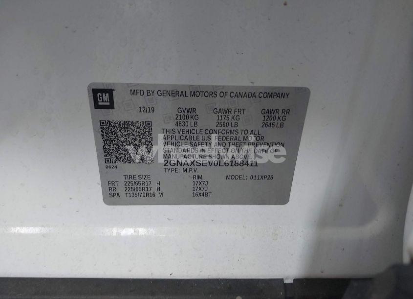 Photo 9 of 2020 Chevrolet Equinox AWD LS (VIN 2GNAXSEV0L6188411)