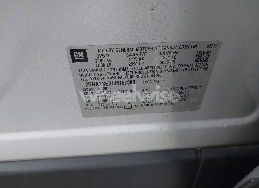 Photo 9 of 2018 Chevrolet Equinox LT (VIN 2GNAXSEV1J6187880)