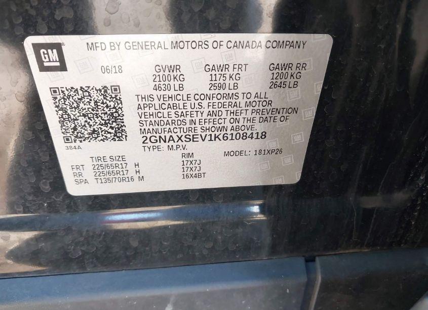 Photo 9 of 2019 Chevrolet Equinox LS (VIN 2GNAXSEV1K6108418)