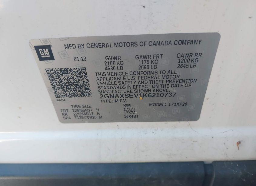 Photo 8 of 2019 Chevrolet Equinox LS (VIN 2GNAXSEV1K6210737)