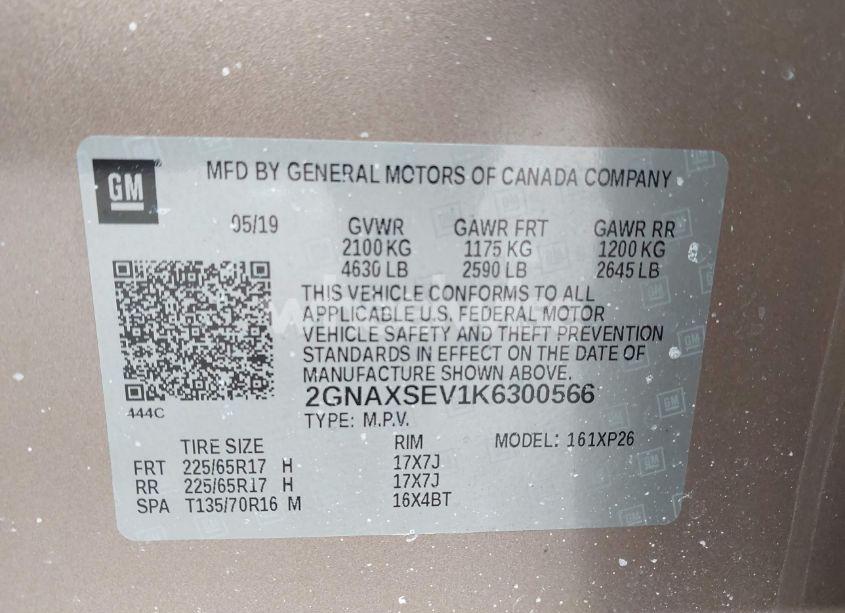 Photo 9 of 2019 Chevrolet Equinox LS (VIN 2GNAXSEV1K6300566)