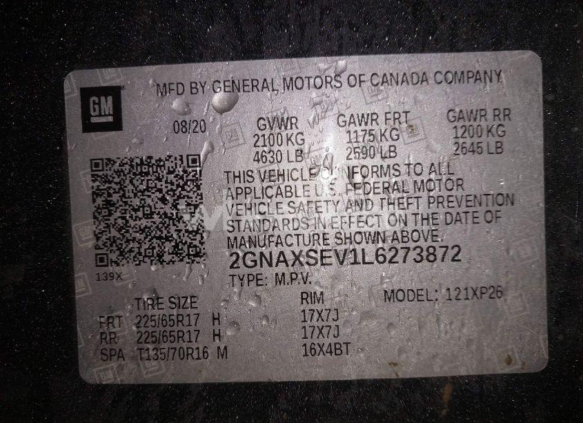 Photo 9 of 2020 Chevrolet Equinox AWD LS (VIN 2GNAXSEV1L6273872)