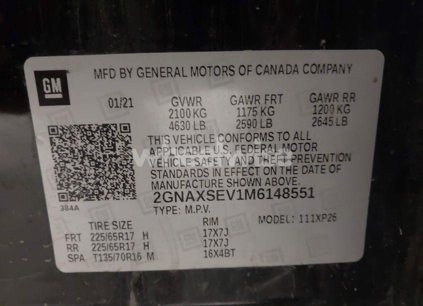 Photo 9 of 2021 Chevrolet Equinox AWD LS (VIN 2GNAXSEV1M6148551)