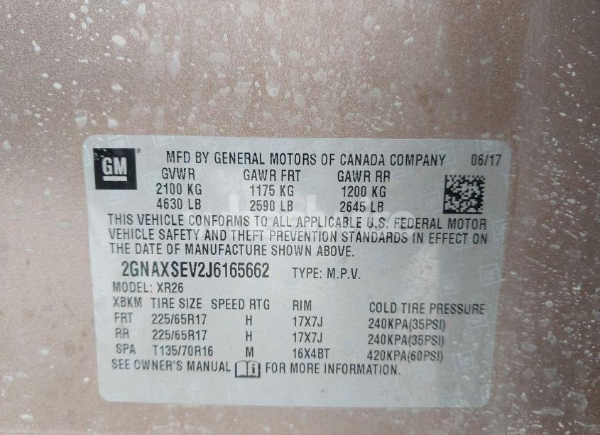 Photo 9 of 2018 Chevrolet Equinox LT (VIN 2GNAXSEV2J6165662)