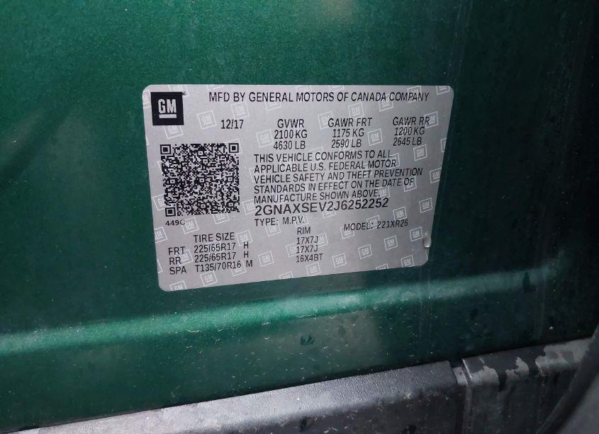 Photo 9 of 2018 Chevrolet Equinox LT (VIN 2GNAXSEV2J6252252)